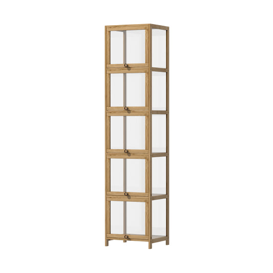 Display Cabinet Slim 5-Tier Shelves Clear Oak