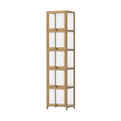 Display Cabinet Slim 5-Tier Shelves Clear Oak