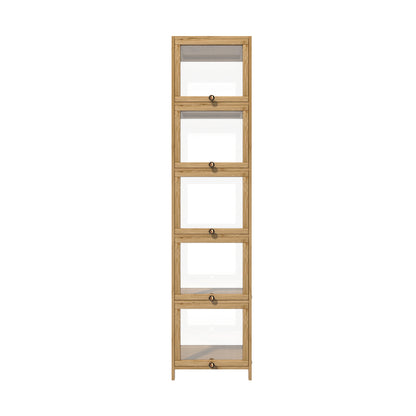 Display Cabinet Slim 5-Tier Shelves Clear Oak