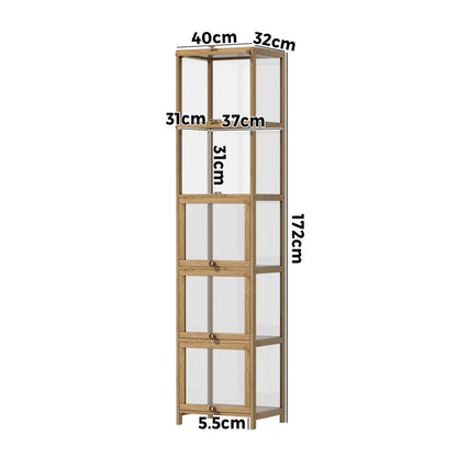 Display Cabinet Slim 5-Tier Shelves Clear Oak