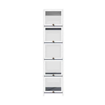 Display Cabinet Slim 5-Tier Shelves Clear Oak
