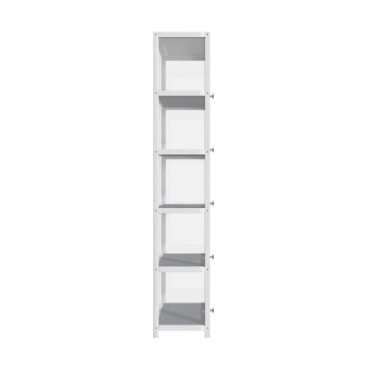 Display Cabinet Slim 5-Tier Shelves Clear Oak