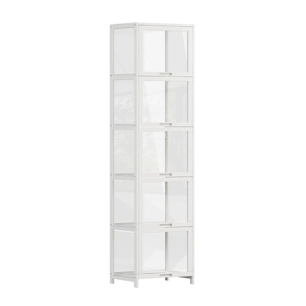 5-Tier Display Cabinet Bookcase Bamboo White | HomeAndLiving