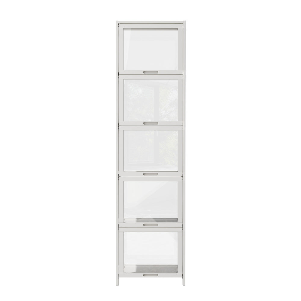 5-Tier Display Cabinet Bookcase Bamboo White | HomeAndLiving