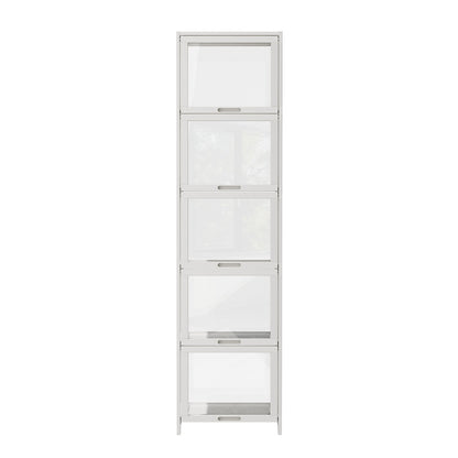 5-Tier Display Cabinet Bookcase Bamboo White | HomeAndLiving