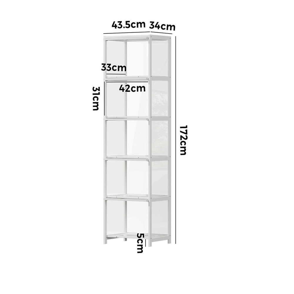 5-Tier Display Cabinet Bookcase Bamboo White | HomeAndLiving