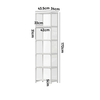 5-Tier Display Cabinet Bookcase Bamboo White | HomeAndLiving
