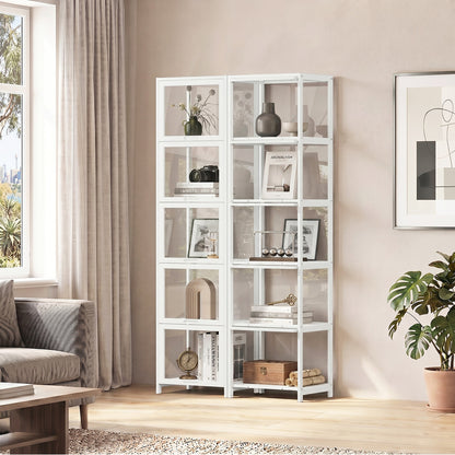 5-Tier Display Cabinet Bookcase Bamboo White | HomeAndLiving