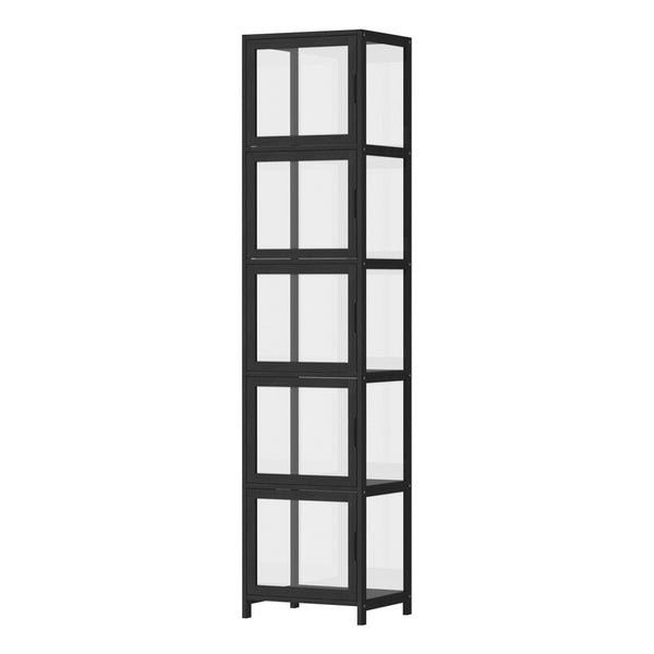  Display Cabinet 5-Tier Slim Storage Shelves Black