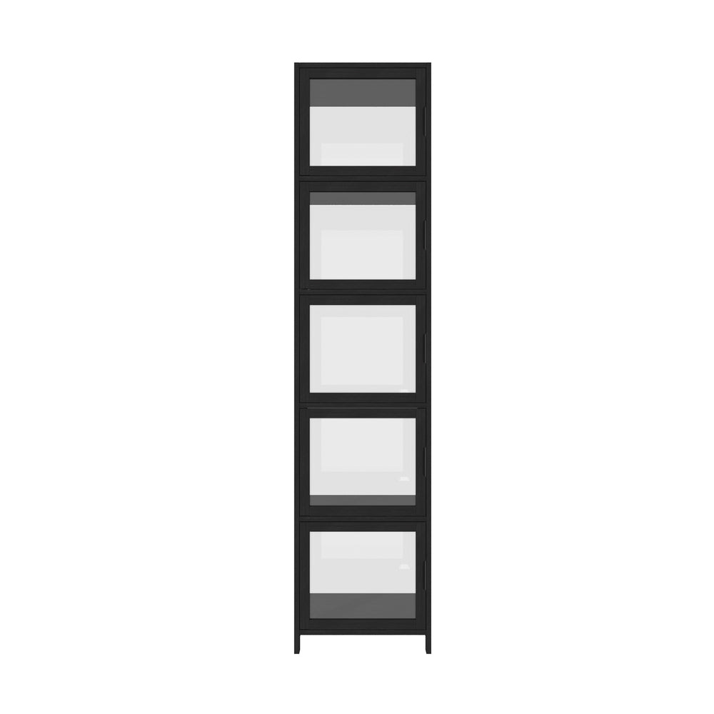 Display Cabinet 5-Tier Slim Storage Shelves Black