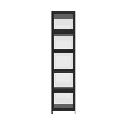 Display Cabinet 5-Tier Slim Storage Shelves Black