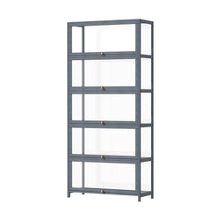 Display Cabinet 5 Tiers Clear Door Grey