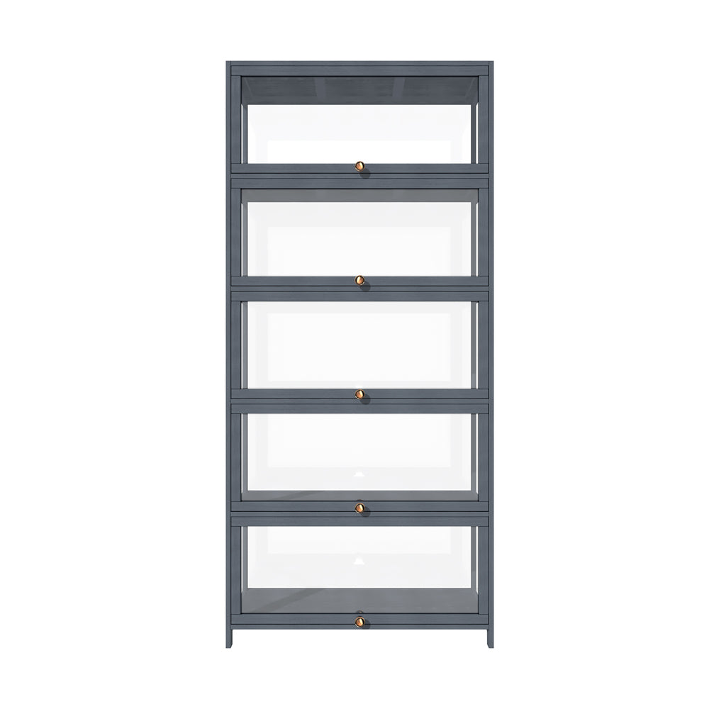 Display Cabinet 5 Tiers Clear Door Grey