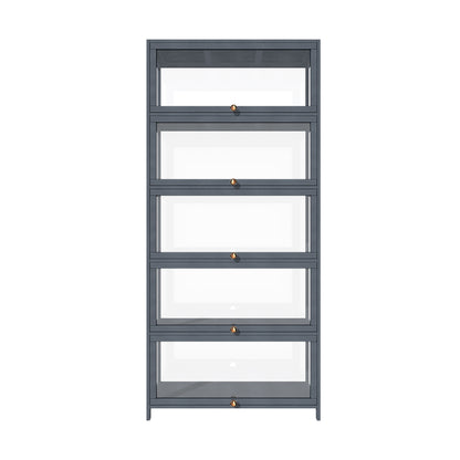 Display Cabinet 5 Tiers Clear Door Grey