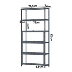 Display Cabinet 5 Tiers Clear Door Grey
