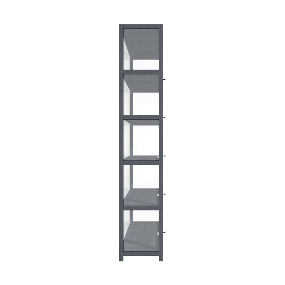 Display Cabinet 5 Tiers Clear Door Grey