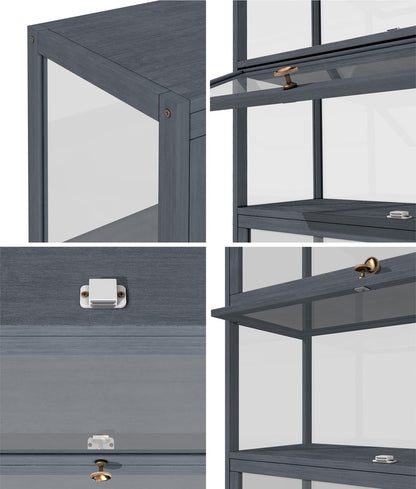 Display Cabinet 5 Tiers Clear Door Grey