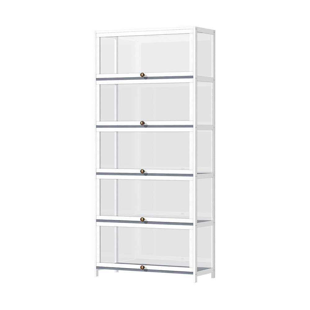 Display Cabinet 5 Tiers Clear Door White