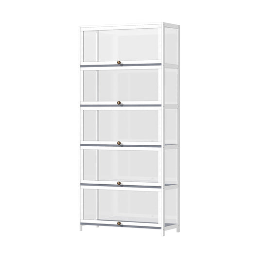 Display Cabinet 5 Tiers Clear Door White
