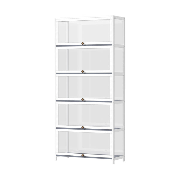  Display Cabinet 5 Tiers Clear Door White