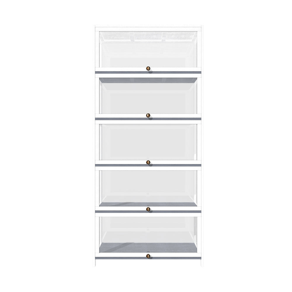 Display Cabinet 5 Tiers Clear Door White