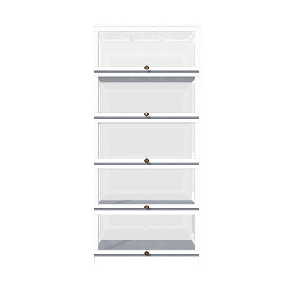 Display Cabinet 5 Tiers Clear Door White