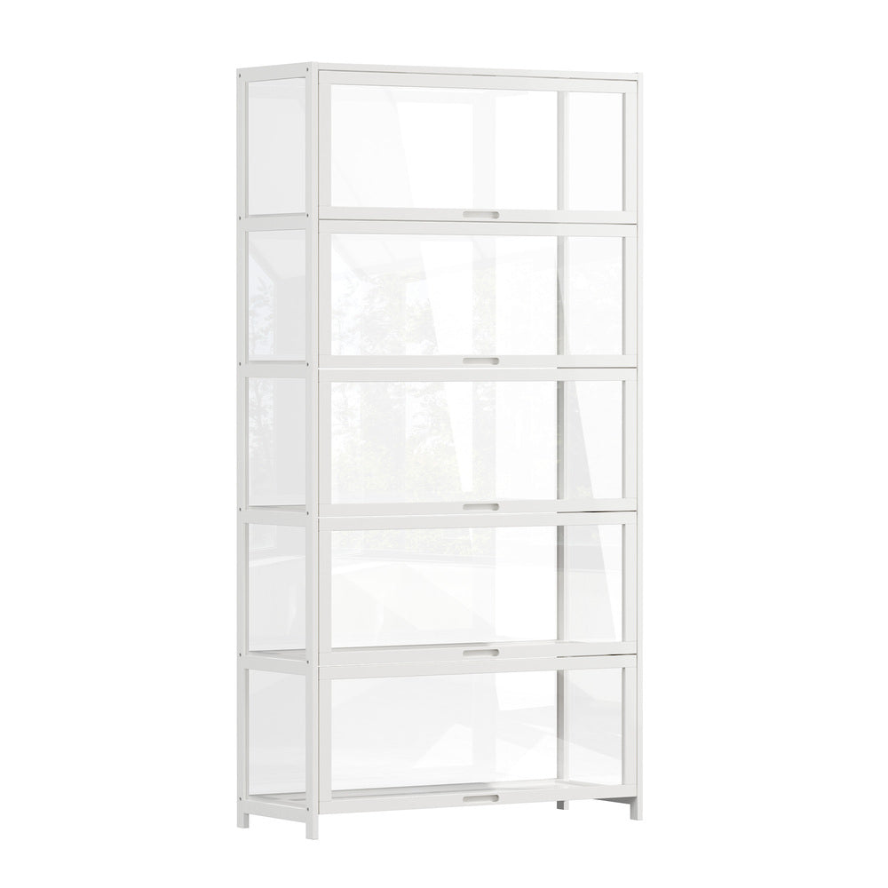 Storage 5-Tier Shelves Display Cabinet Tall Bookcase White