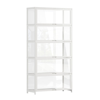 Storage 5-Tier Shelves Display Cabinet Tall Bookcase White
