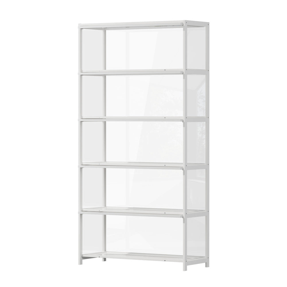Storage 5-Tier Shelves Display Cabinet Tall Bookcase White