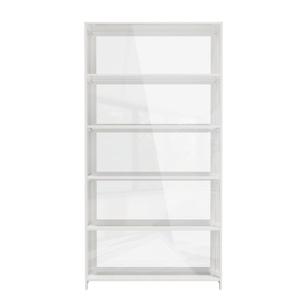 Storage 5-Tier Shelves Display Cabinet Tall Bookcase White