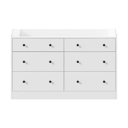 Buffet Sideboard Hamptons Style 6 Drawers White