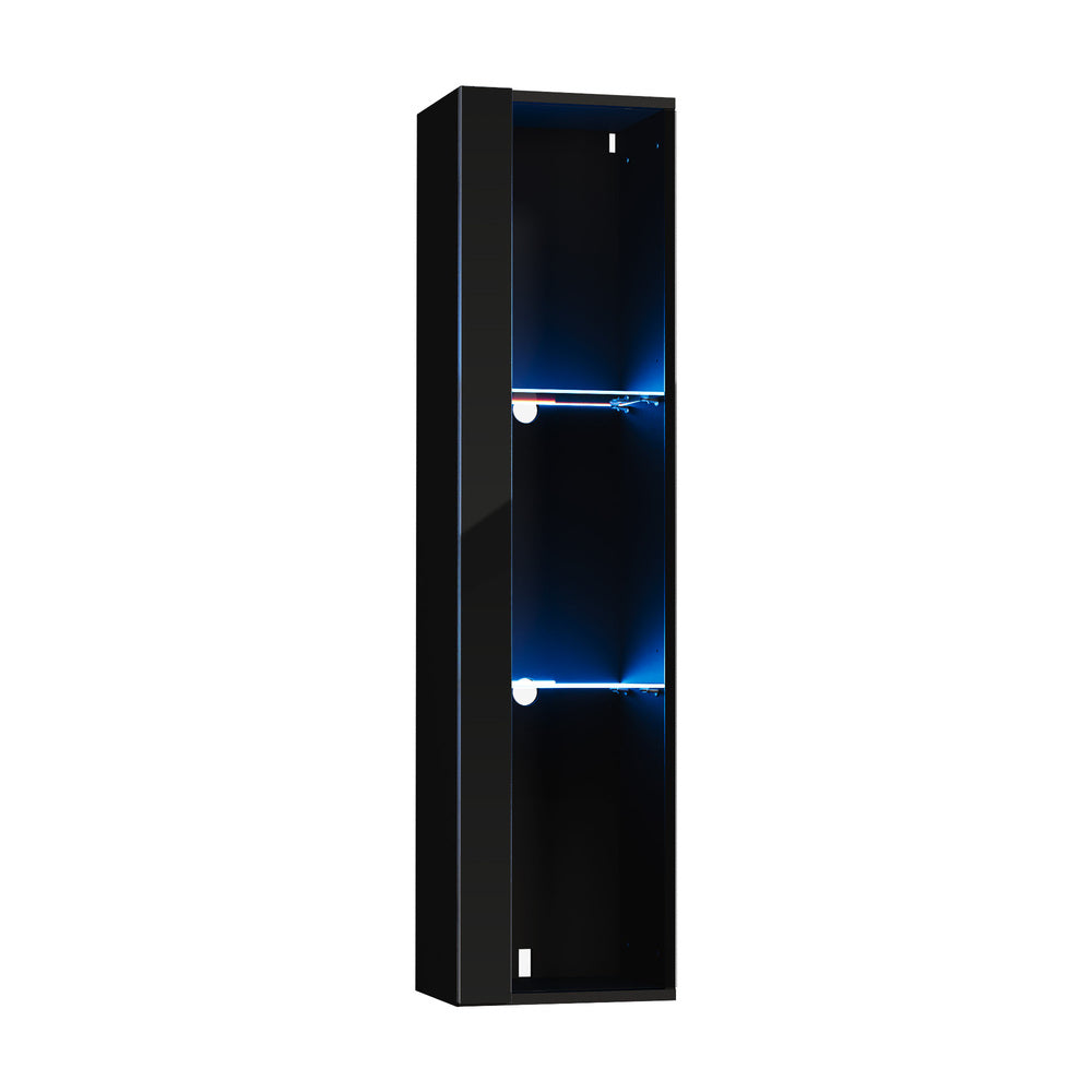 LED Display Cabinet Wall Mounted Black | HomeAndLiving