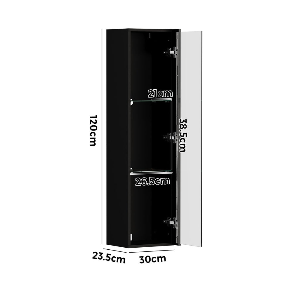 LED Display Cabinet Wall Mounted Black | HomeAndLiving
