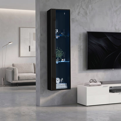 LED Display Cabinet Wall Mounted Black | HomeAndLiving