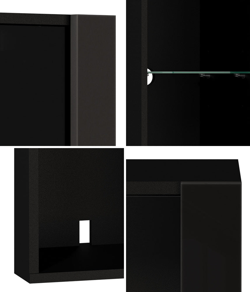 LED Display Cabinet Wall Mounted Black | HomeAndLiving