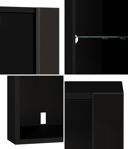 LED Display Cabinet Wall Mounted Black | HomeAndLiving