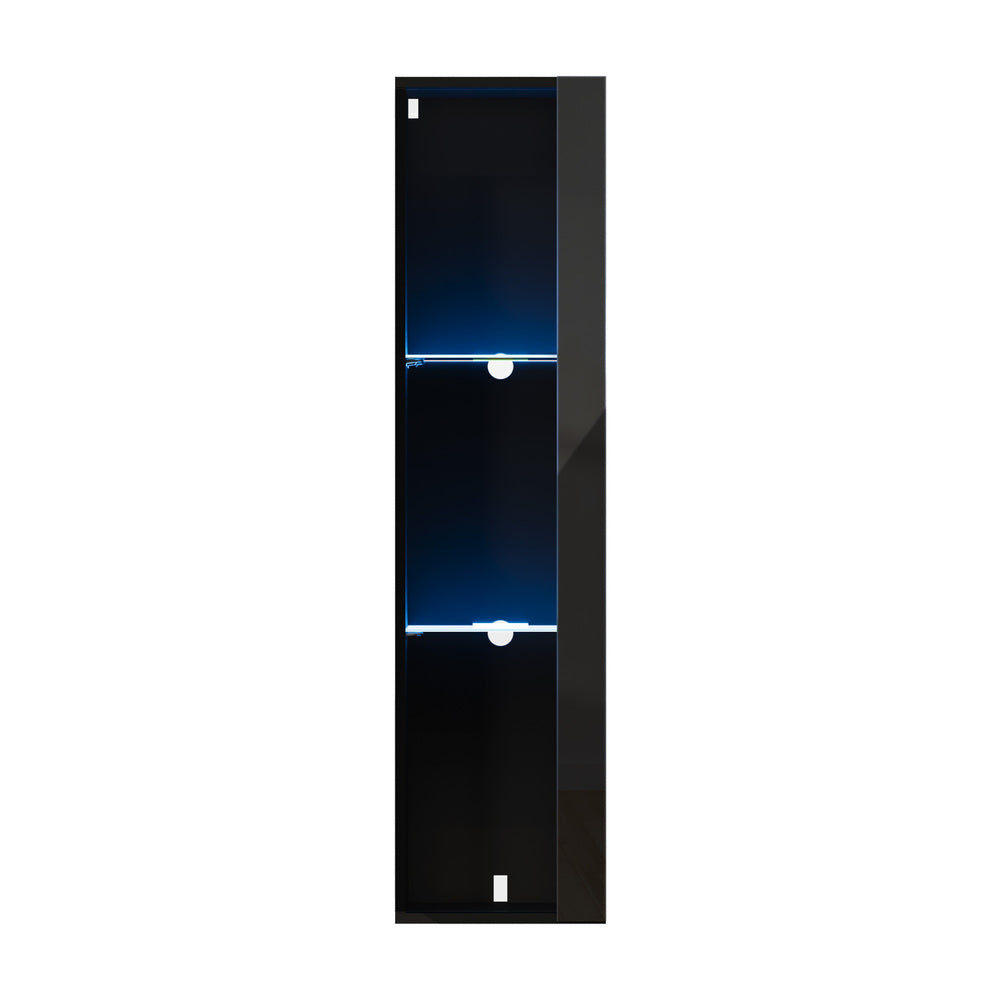 LED Display Cabinet Wall Mounted Glass Shelves | HomeAndLiving