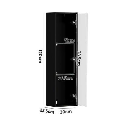 LED Display Cabinet Wall Mounted Glass Shelves | HomeAndLiving