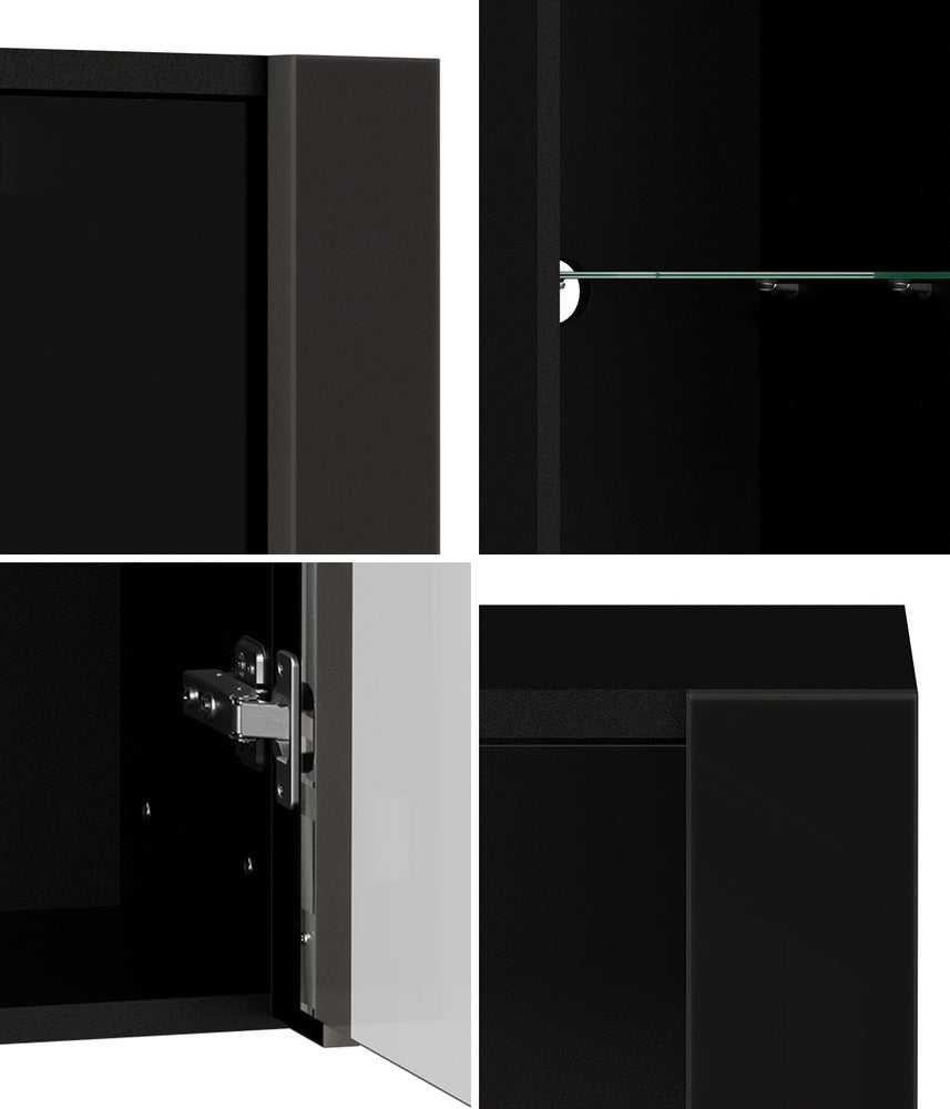 LED Display Cabinet Wall Mounted Glass Shelves | HomeAndLiving