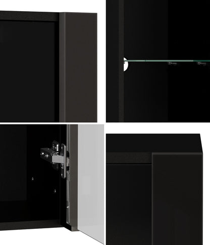 LED Display Cabinet Wall Mounted Glass Shelves | HomeAndLiving