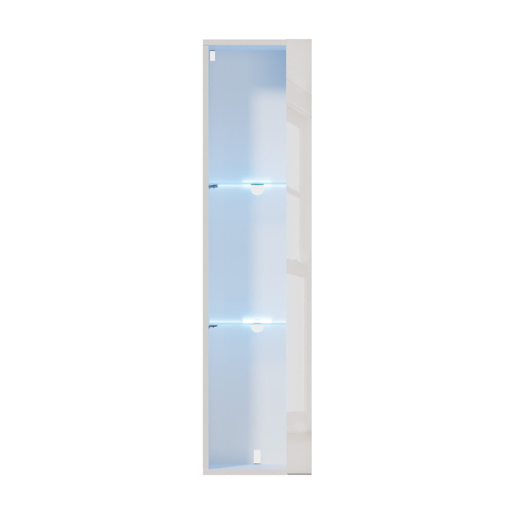 LED Display Cabinet Wall Mounted White 2PCS | HomeAndLiving