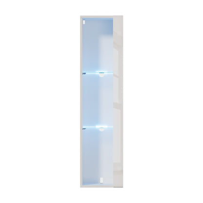 LED Display Cabinet Wall Mounted White 2PCS | HomeAndLiving