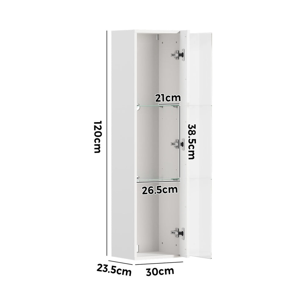 LED Display Cabinet Wall Mounted White 2PCS | HomeAndLiving