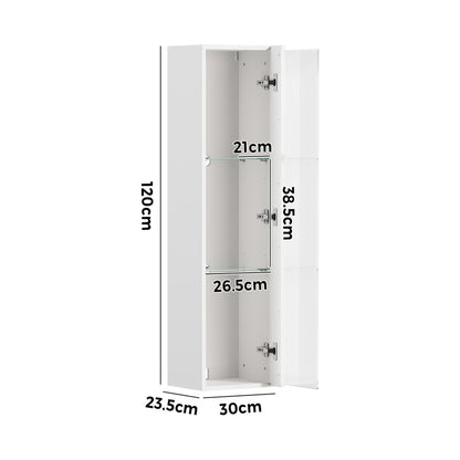 LED Display Cabinet Wall Mounted White 2PCS | HomeAndLiving
