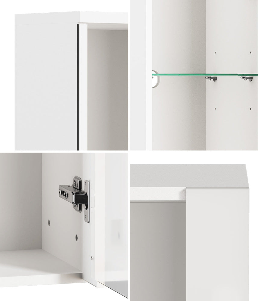 LED Display Cabinet Wall Mounted White 2PCS | HomeAndLiving