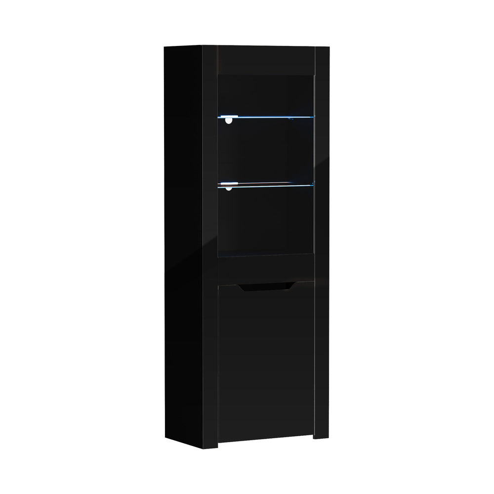 LED Display Cabinet Tall Sideboard High Gloss | HomeAndLiving