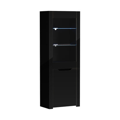 LED Display Cabinet Tall Sideboard High Gloss | HomeAndLiving