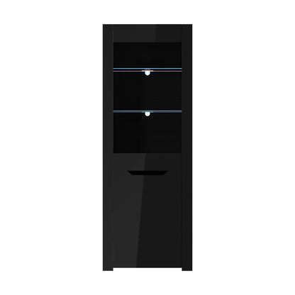 LED Display Cabinet Tall Sideboard High Gloss | HomeAndLiving