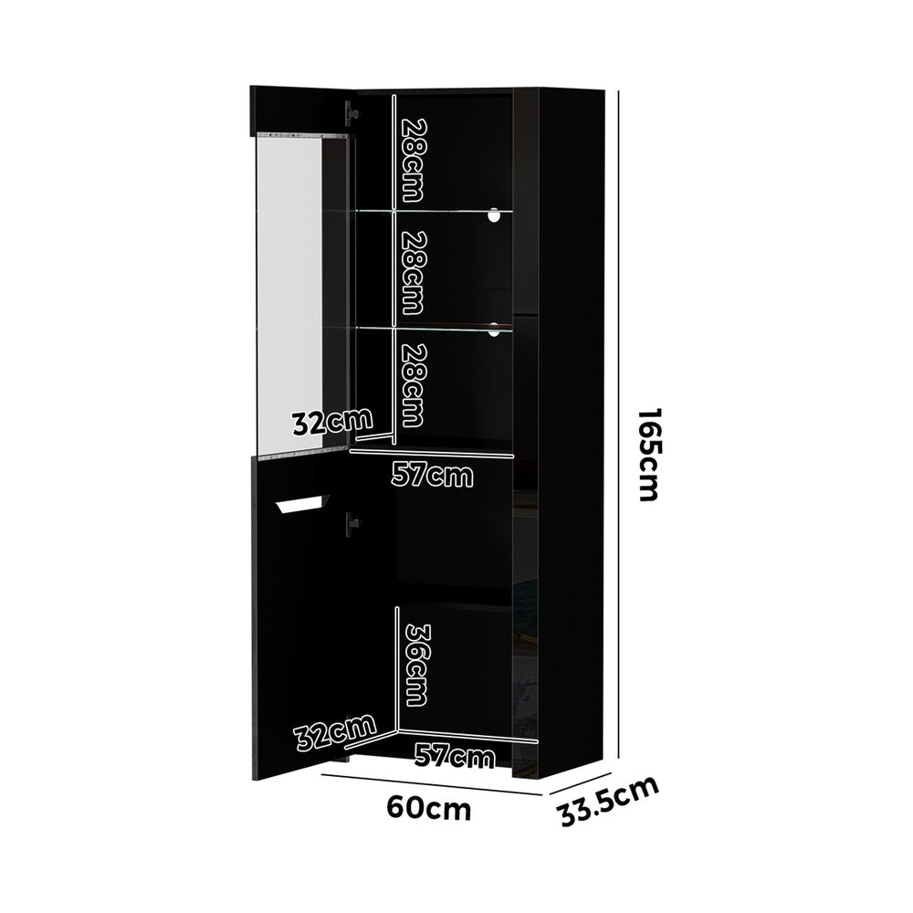 LED Display Cabinet Tall Sideboard High Gloss | HomeAndLiving