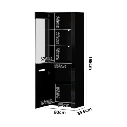 LED Display Cabinet Tall Sideboard High Gloss | HomeAndLiving